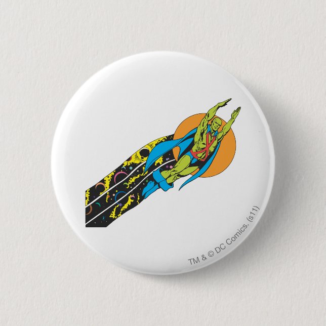Badge Rond 5 Cm Martian Manhunter prend l'avion (Devant)