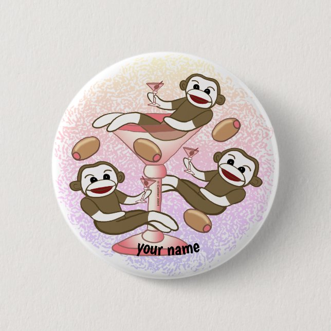 Badge Rond 5 Cm Martini Singe Chaussette  (Devant)