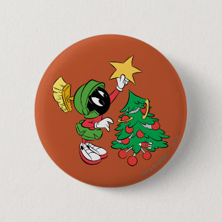 Badge Rond 5 Cm MARVIN LE MARTIAN™ mettre l'étoile dans l'arbre