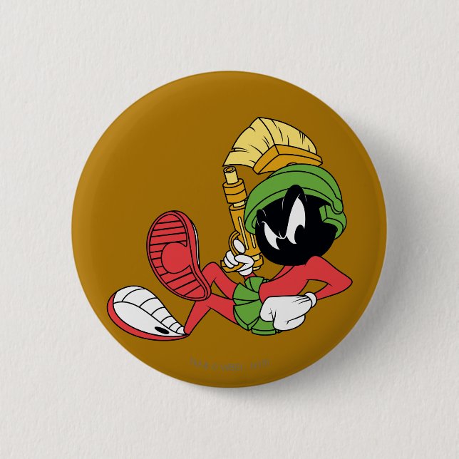 Badge Rond 5 Cm MARVIN LE MARTIAN™ Recyclage au laser (Devant)