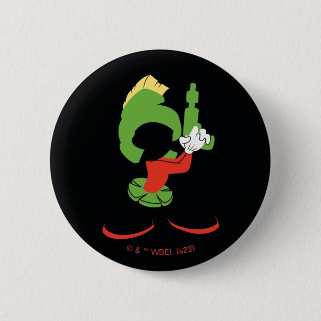 Badge Rond 5 Cm MARVIN MARTIAN™ Silhouette avec Raygun (Devant)