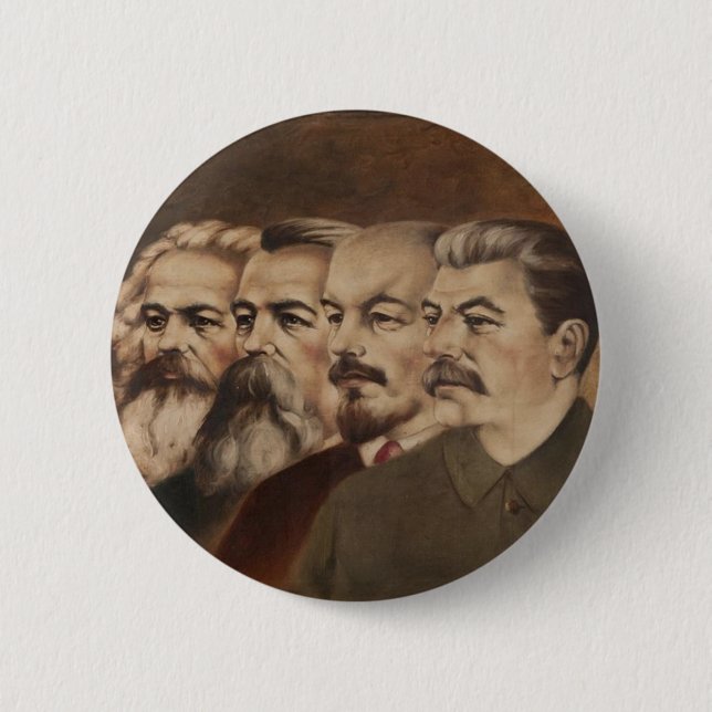 Badge Rond 5 Cm Marx, Engels, Lénine, et Stalin (Devant)