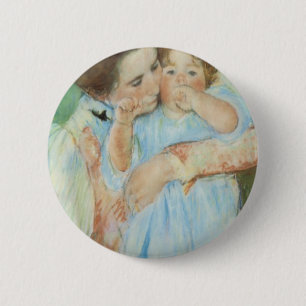 Badge Rond 5 Cm Mary Cassatt Carte de fête des mères et des enfant