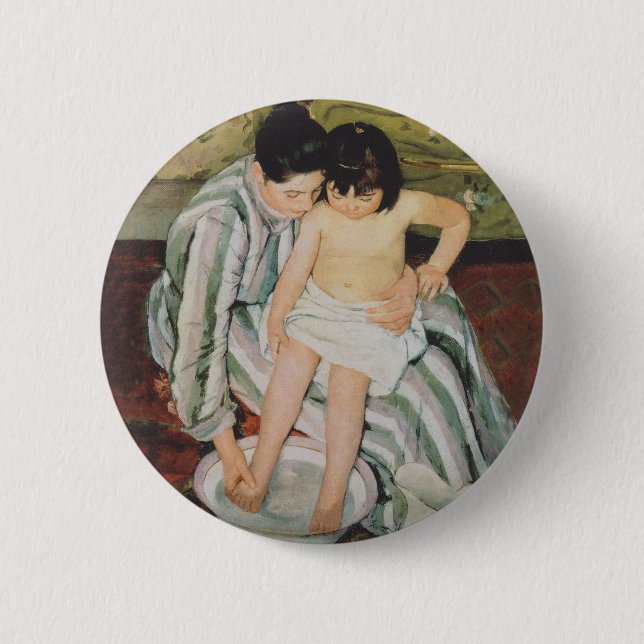 Badge Rond 5 Cm Mary Cassatt Peinture sur le bain de l'enfant (Devant)