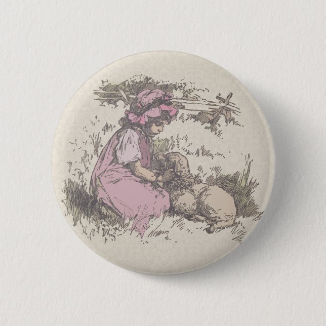 Badge Rond 5 Cm Mary Had a Little Lamb Nursery Rhyme (Devant)
