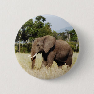 Badge Rond 5 Cm Masai bouton d'insigne de Mara, Kenya d'éléphant
