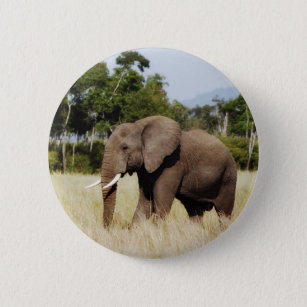 Badge Rond 5 Cm Masai bouton d'insigne de Mara, Kenya d'éléphant