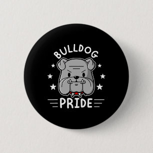 Badge Rond 5 Cm Mascotte Anglais Bulldog Fierté Et Fidélité