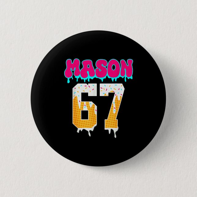 Badge Rond 5 Cm Mason 67 Funny Ice Cream Drip Baseball Ice Cream D (Devant)
