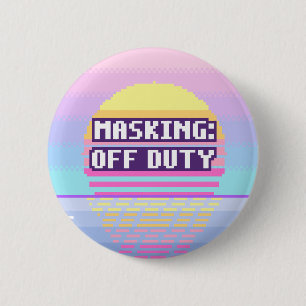 Badge Rond 5 Cm Masquage : Bouton Pixel Neurodivergent Hors Servic