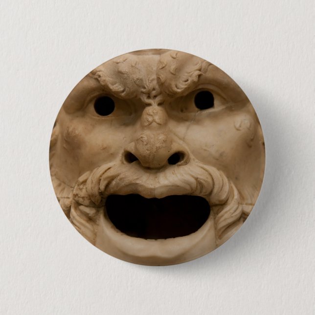 Badge Rond 5 Cm Masque antique de satyre (Devant)