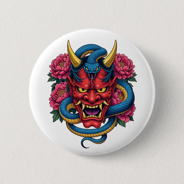 Badge Rond 5 Cm Masque de Diable (Devant)
