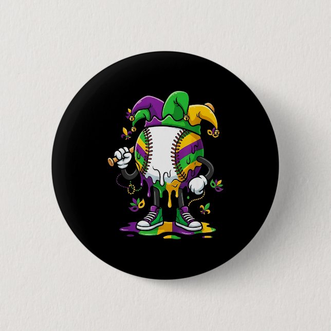 Badge Rond 5 Cm Masque de glace de carnaval de Mardi Gras de baseb (Devant)