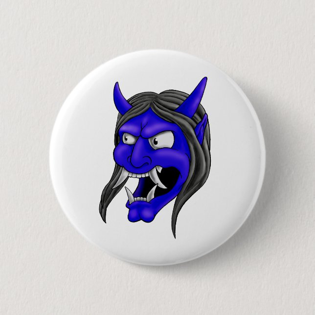 Badge Rond 5 Cm Masque de Hannya de Japonais (Devant)