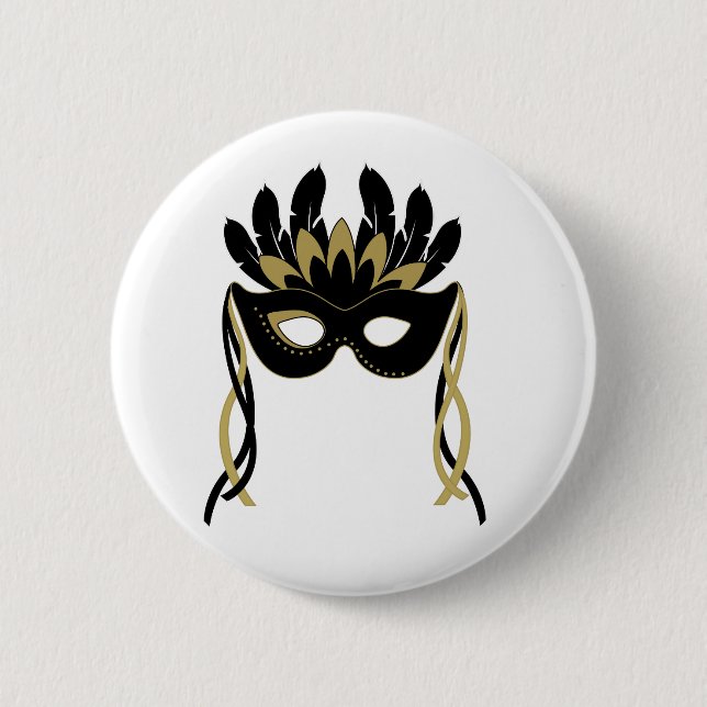 Badge Rond 5 Cm Masque de mascarade dans le noir et l'insigne de (Devant)