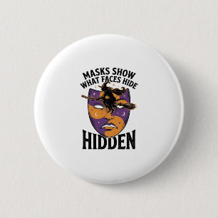 Badge Rond 5 Cm Masque de sorcière vintage Halloween illusion de v