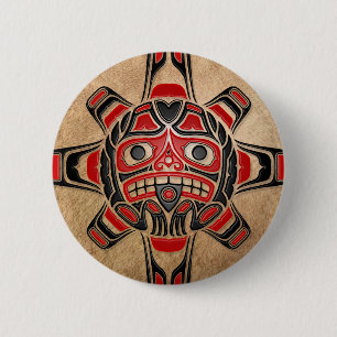 Badge Rond 5 Cm Masque de Sun de Haida