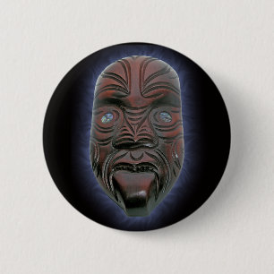 Badge Rond 5 Cm Masque découpé maori - bouton