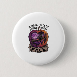 Badge Rond 5 Cm Masque En Dit Plus Que Visage Halloween Sorcière P