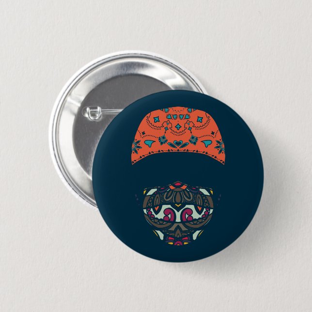 Badge Rond 5 Cm masqué en paisley (Devant & derrière)