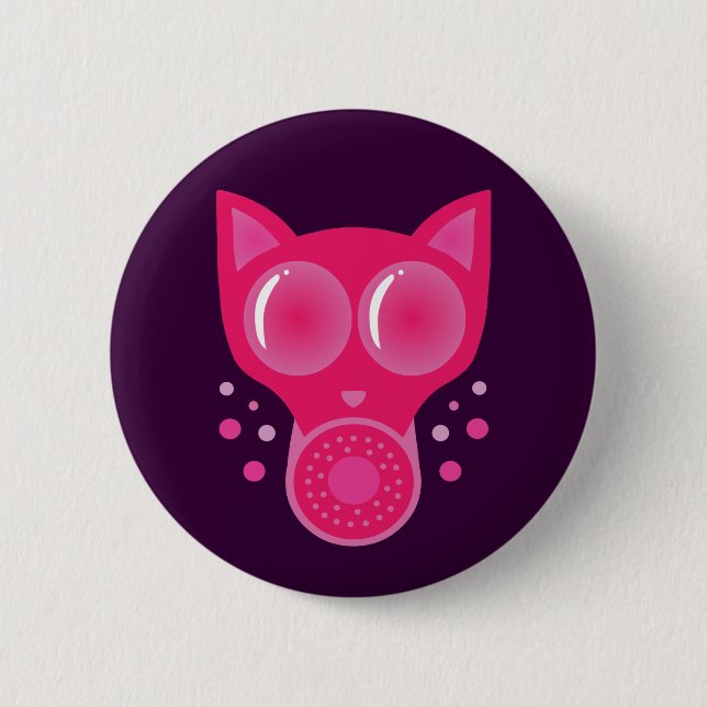 Badge Rond 5 Cm Masque gaz de chat rose (Devant)