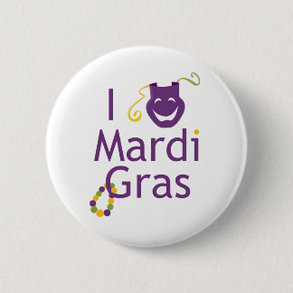 Badge Rond 5 Cm Masque I Love Mardi Gras