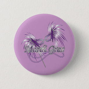 Badge Rond 5 Cm Masque Mardi Gras Violet