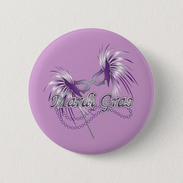 Badge Rond 5 Cm Masque Mardi Gras Violet (Devant)