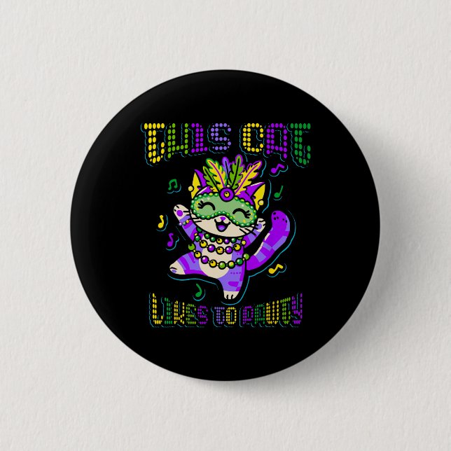 Badge Rond 5 Cm Masque Mardi Vêtements Costumes Mardi Gras Chat (Devant)