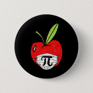 Badge Rond 5 Cm Masque mignon Apple Pi-day Enseignant Élève Quaran