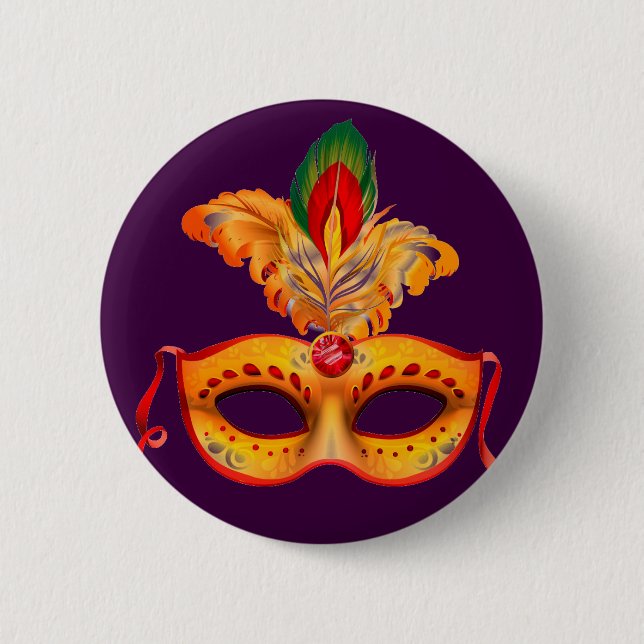 Badge Rond 5 Cm Masque royal violet mascarade mardi gras (Devant)