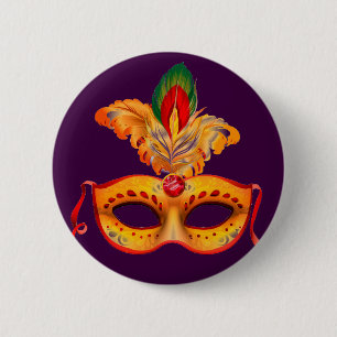 Badge Rond 5 Cm Masque royal violet mascarade mardi gras