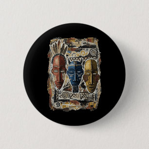 Badge Rond 5 Cm Masque Tril Art Africain-Américain Cool Histoire N