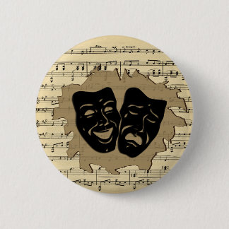 Badge Rond 5 Cm Masques de théâtre et musique ancienne