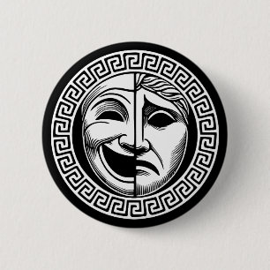 Badge Rond 5 Cm Masques Théâtre grec antique