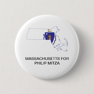 Badge Rond 5 Cm MASSACHUSETTS pour Philip Mitza GOVERNOR Button