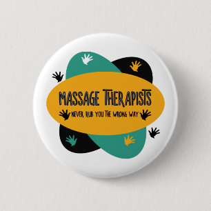 Badge Rond 5 Cm Massage Les Mains Des Thérapeutes Rub Coloré