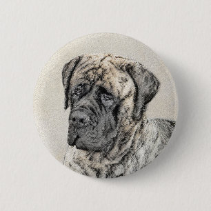 Badge Rond 5 Cm Mastiff anglais (Brindle) Peinture - Chien Art