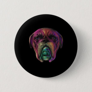 Badge Rond 5 Cm Mastiff Chien coloré Aquarelle Style tatouage