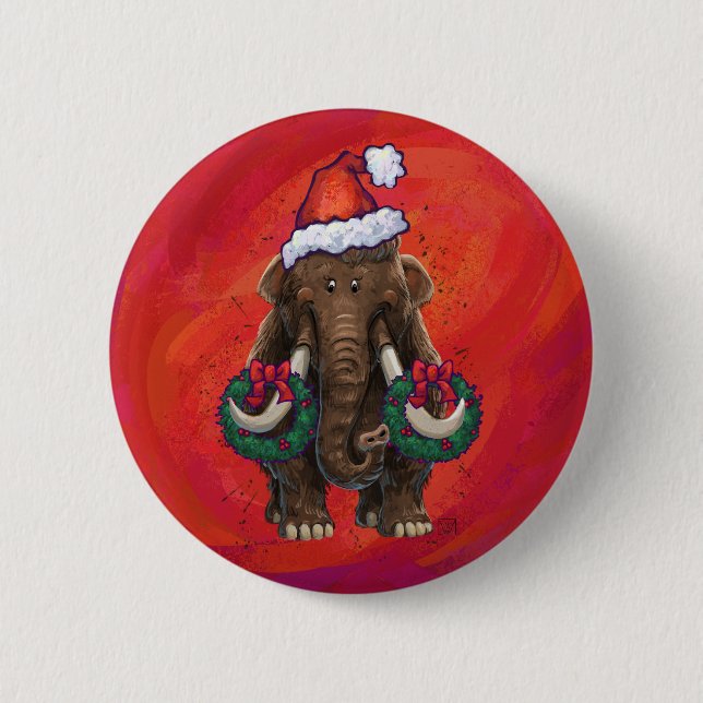Badge Rond 5 Cm Mastodon des Fêtes Mignon  (Devant)