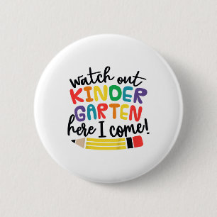 Badge Rond 5 Cm Maternelle Attention Me Voici Kinder Ck À L'école