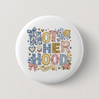 Badge Rond 5 Cm Maternité Coquette Nœuds Floraux Maman Maman