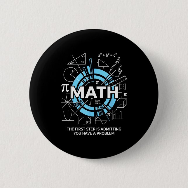 Badge Rond 5 Cm Math Le Premier Pas Est D'admettre Que Vous Avez U (Devant)