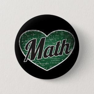 Badge Rond 5 Cm Math Retro Heart Blackboard Love