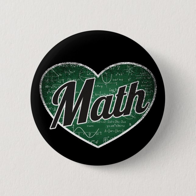 Badge Rond 5 Cm Math Retro Heart Blackboard Love (Devant)