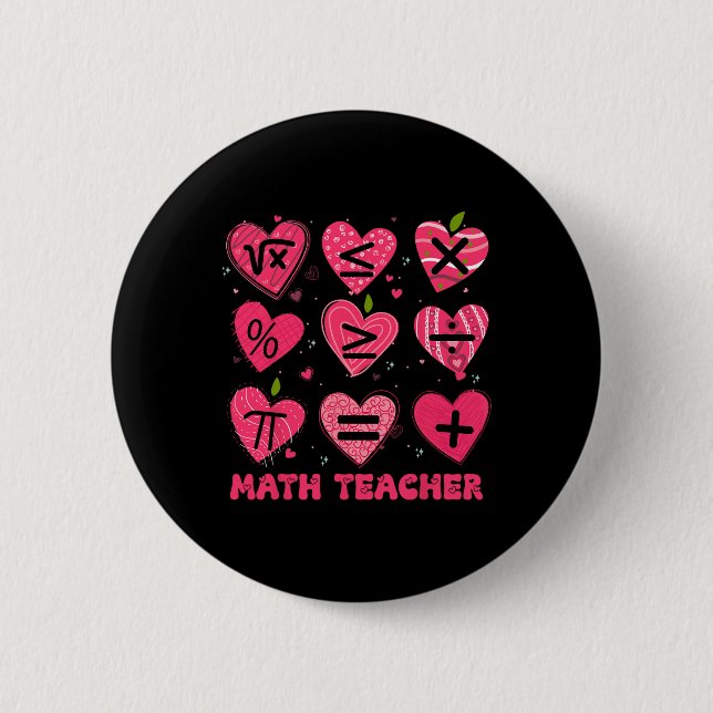 Badge Rond 5 Cm Math Saint-Valentin Professeur Math Symboles Arith (Devant)