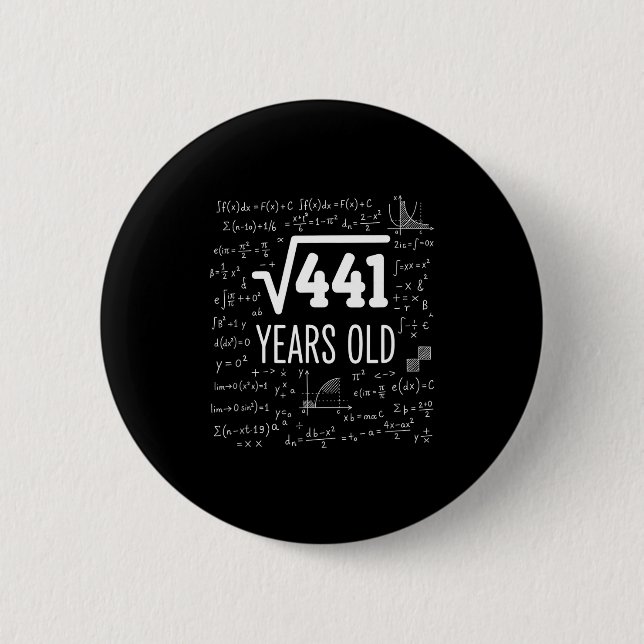 Badge Rond 5 Cm Mathematics Square Root 441 Years Old, Clever Math (Devant)