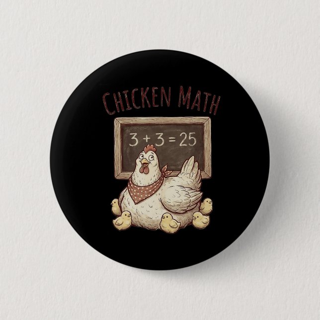 Badge Rond 5 Cm Mathématiques de poulet Équation drôle de tableau  (Devant)