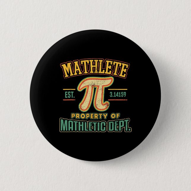 Badge Rond 5 Cm Mathlete Mathletic Department Pi 3.14 Math Calculu (Devant)