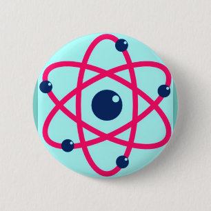 Badge Rond 5 Cm Matière d'atomes ! Atome rose et bleu
